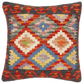 handmade Traditional Pillow Rust Charcoal Hand-Woven SQUARE 100% WOOL Hand woven turkish pillow2' x 2'